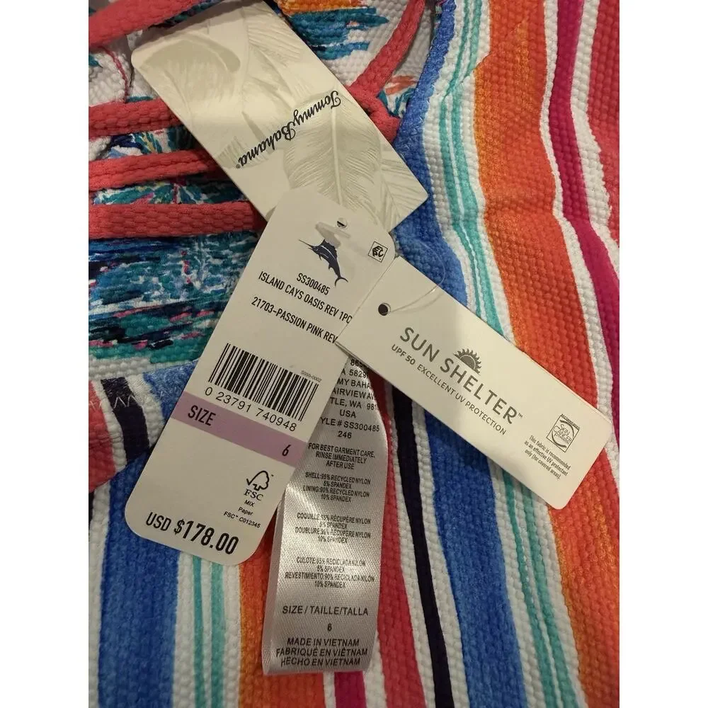 NWT Tommy Bahama Island Cays Oasis One-Piece Swimsuit Size 6 Colorful Reversible